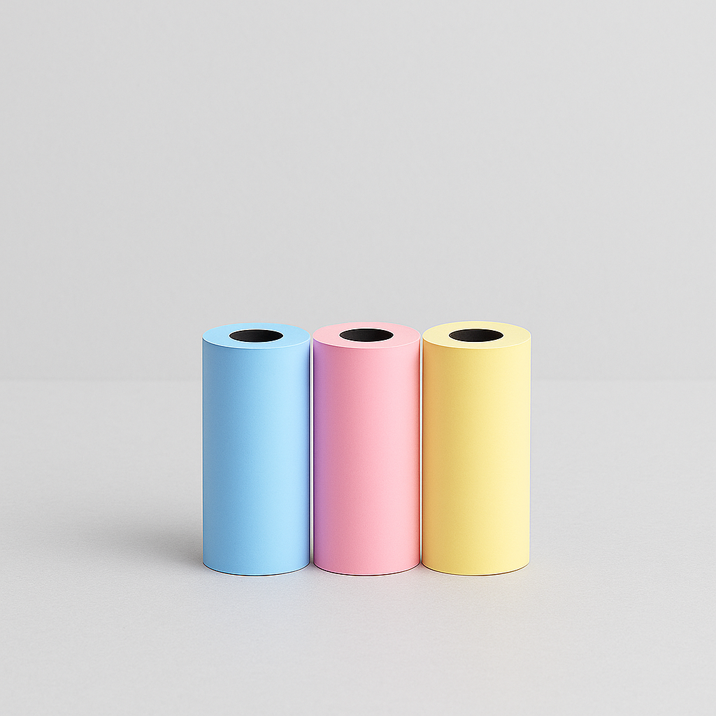 Lot de 3 Recharges Papier Thermique – Couleurs Pastel (Non-Adhésif)